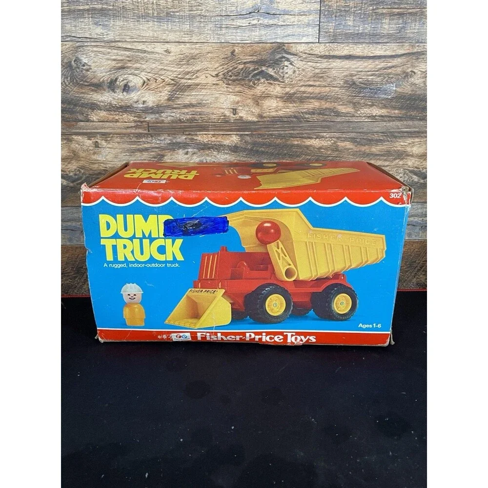 Vintage 1970’s Fisher Price Husky Helper Toy Dump Truck Bed Tilts 302